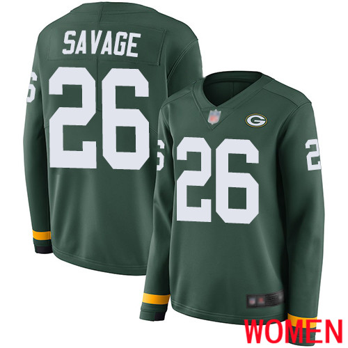Green Bay Packers Limited Green Women 26 Savage Darnell Jersey Nike NFL Therma Long Sleeve